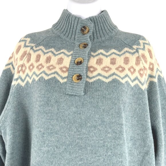 Woolovers Button Neck Nordic Fair Isle Sweater Womens Medium Lambswool FS-1397 - Picture 3 of 7